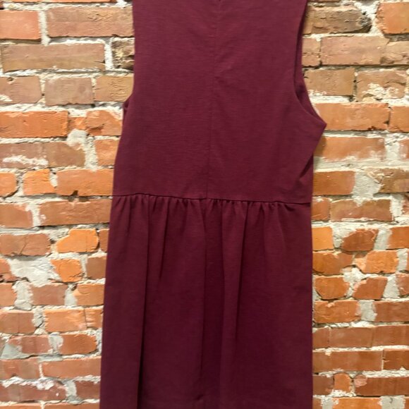 J. Crew Women's Daybreak Dress Size XL Maroon Pockets Sleeveless Pleated - Picture 2 of 3